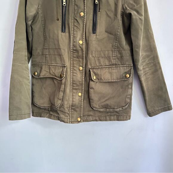 Topshop Zip Up Hooded Utility Jacket Green Size 6 - Picture 3 of 9